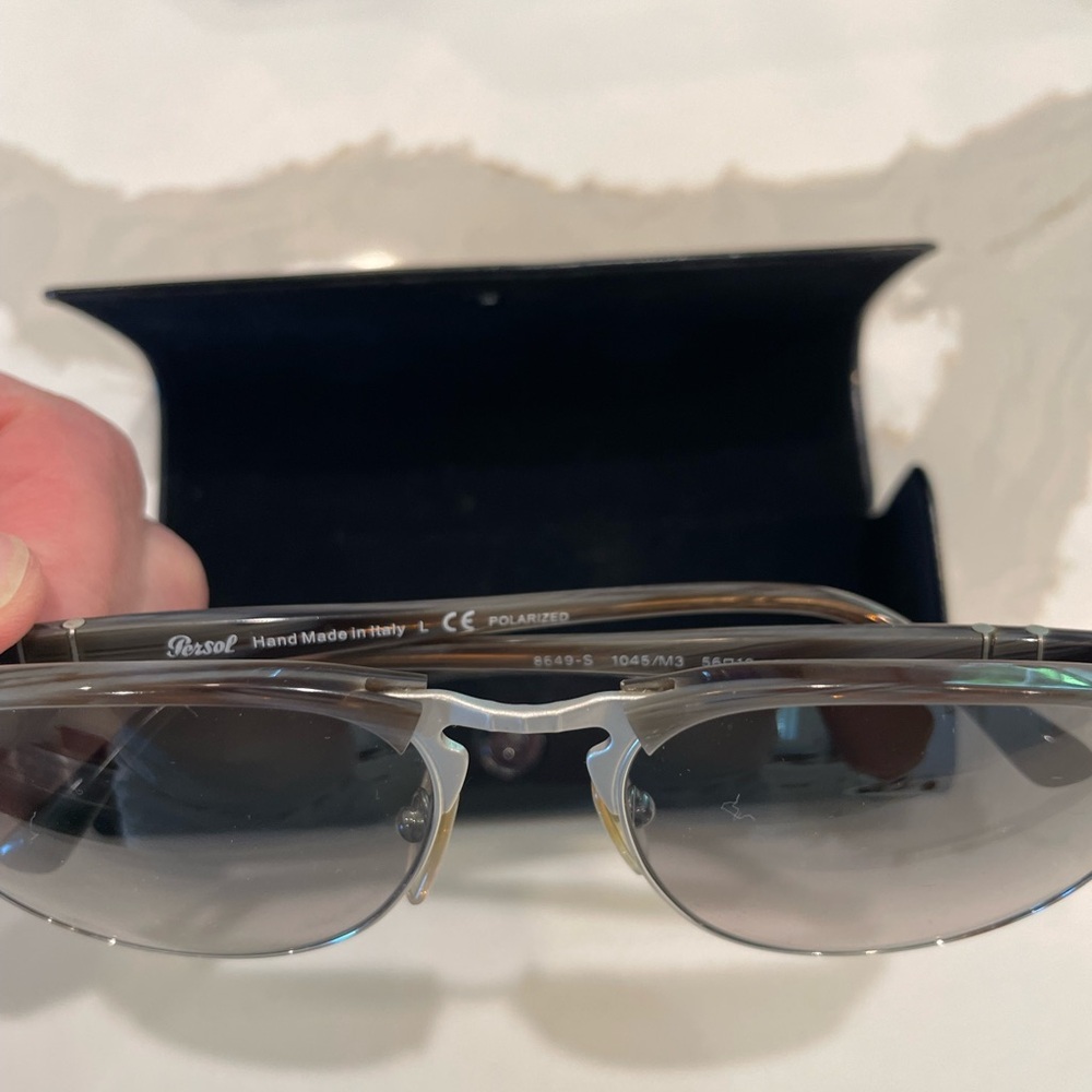 Persol Gray Sporty Semi-Rimless Sunglasses